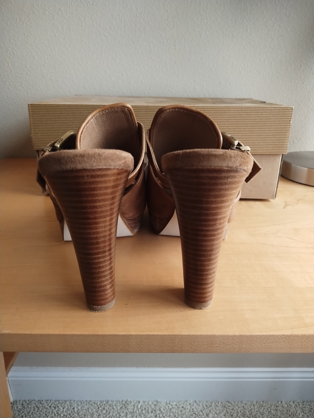 UGG Women's Brown Suede Buckle Platform Mules - Picture 4 of 7